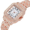 Ladies Watch Alloy Rectangle Quartz Watch With Stainless Steel Clasp And Spiral Crown