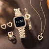Ladies Watch And Jewelry Set Casual Style Alloy Case Stainless Steel Strap Round Dial Printed Logo