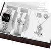 Ladies Watch And Jewelry Set Casual Style Alloy Case Stainless Steel Strap Round Dial Printed Logo