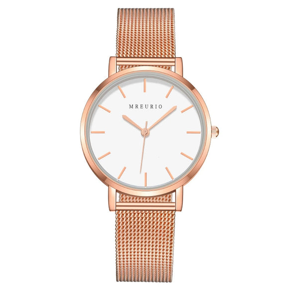Ladies Watch Stainless Steel Mesh Belt Metal Dial Fashion Style