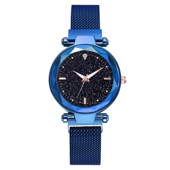 Ladies Watch Titanium Metal Magnet Buckle Glass Case Alloy Strap Round Dial Leisure Style