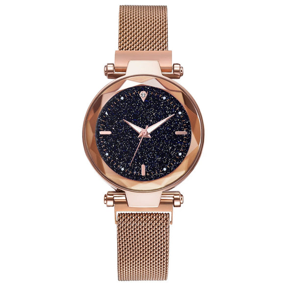 Ladies Watch Titanium Metal Magnet Buckle Glass Case Alloy Strap Round Dial Leisure Style