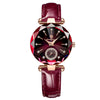 Ladies Waterproof Ultrathin Quartz Watch With Alloy Case Genuine Leather Strap And Sapphire Crystal Glass Mirror In Leisure Style Round Dial