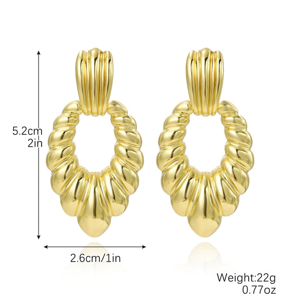 Ladies Zinc Alloy Geometric Style Electroplated Earrings With Flower And Drop Shape Pattern