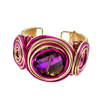 Lady Baroque Style Geometric Gem Alloy Glass Aluminum Wholesale Bangle