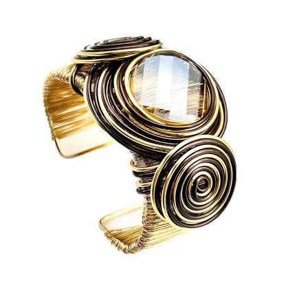 Lady Baroque Style Geometric Gem Alloy Glass Aluminum Wholesale Bangle