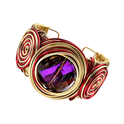 Lady Baroque Style Geometric Gem Alloy Glass Aluminum Wholesale Bangle