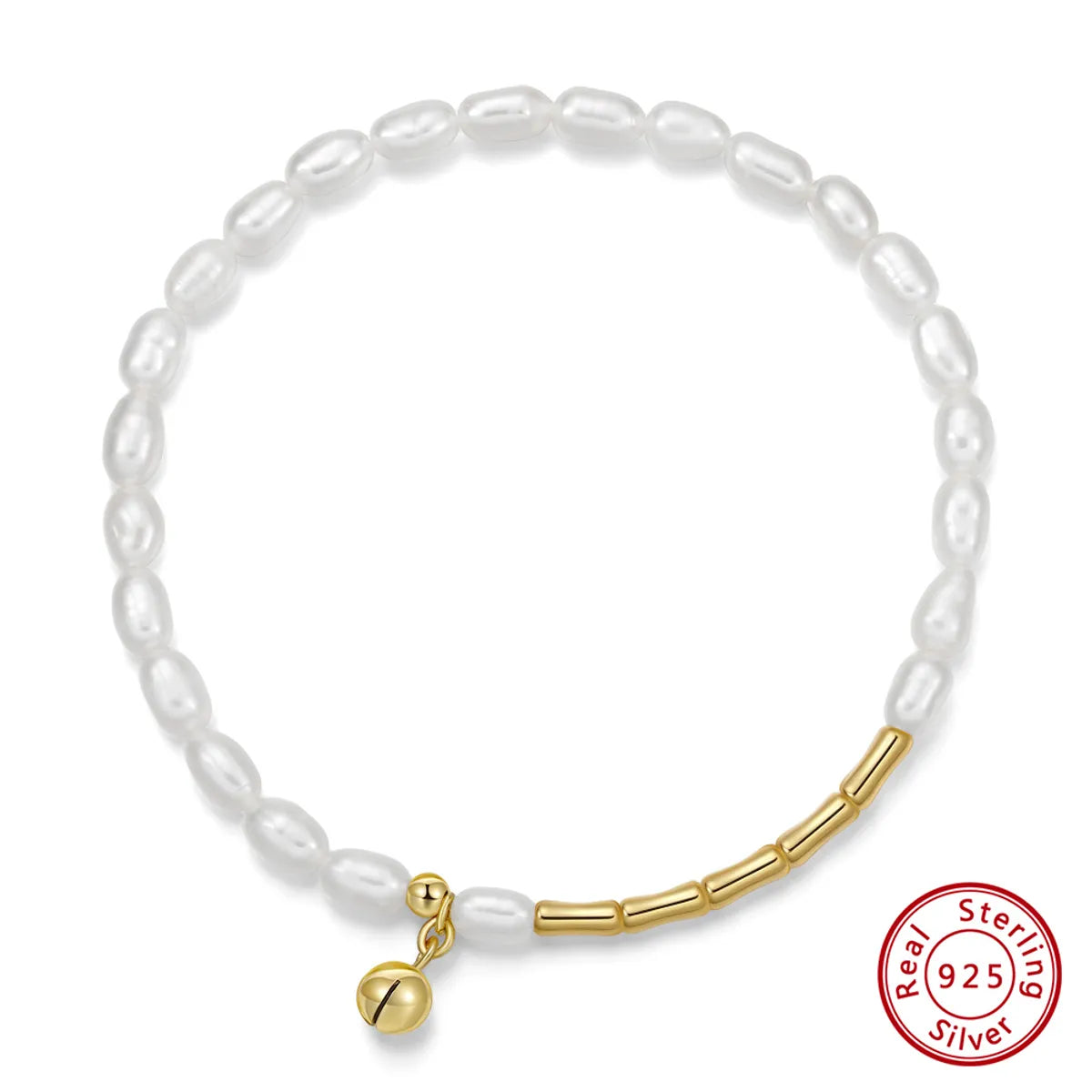 Lady Baroque Style Solid Color Freshwater Pearl Sterling Silver Plating 14k Gold Plated Bracelets