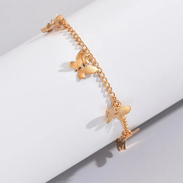 Lady Beach Butterfly Alloy Women'S Anklet
