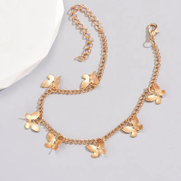Lady Beach Butterfly Alloy Women'S Anklet