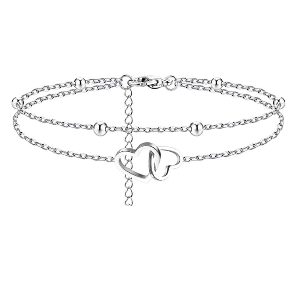 Lady Beach Streetwear Cross Heart Shape Stainless Steel Women'S Anklet