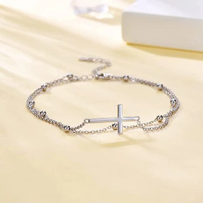 Lady Beach Streetwear Cross Heart Shape Stainless Steel Women'S Anklet