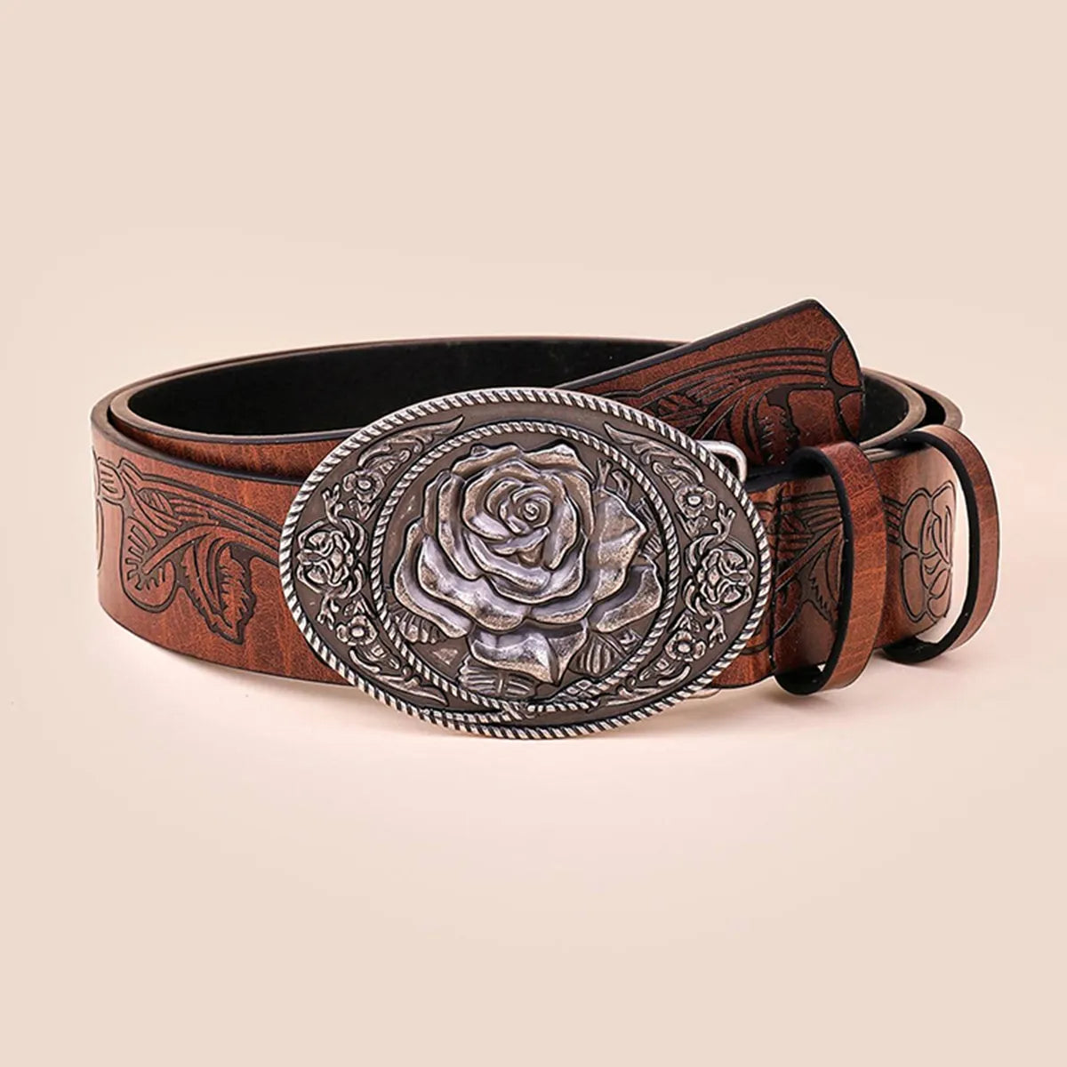 Lady Bohemian Heart Shape Flower Pu Leather Women'S Leather Belts