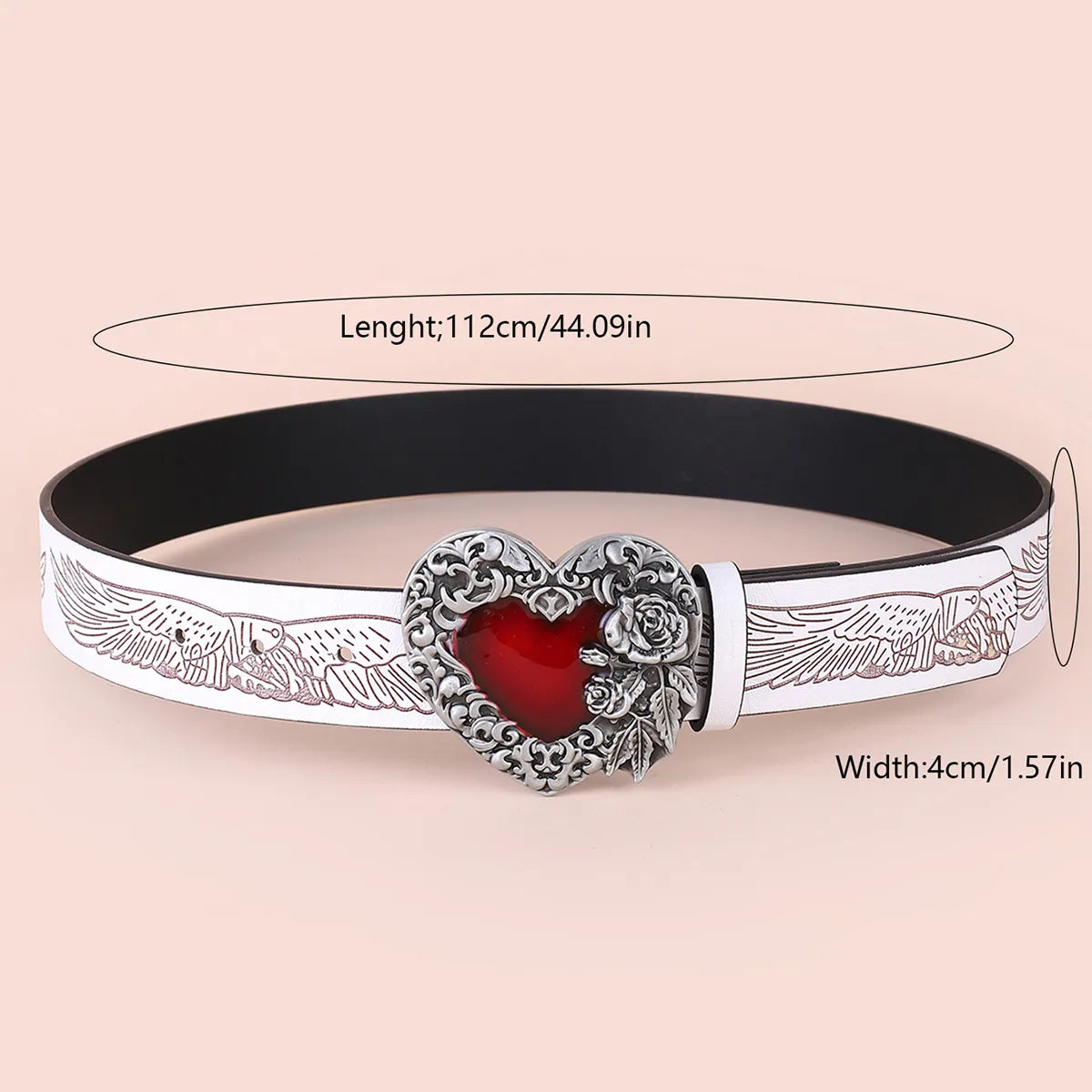 Lady Bohemian Heart Shape Flower Pu Leather Women'S Leather Belts