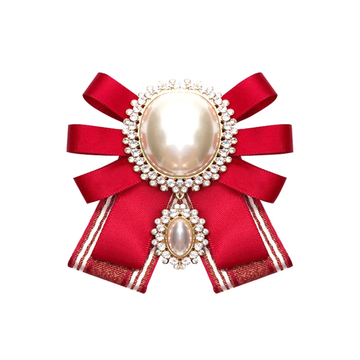 Lady Bow Knot Cloth Plating Inlay Artificial Pearls Artificial Diamond Women'S Brooches