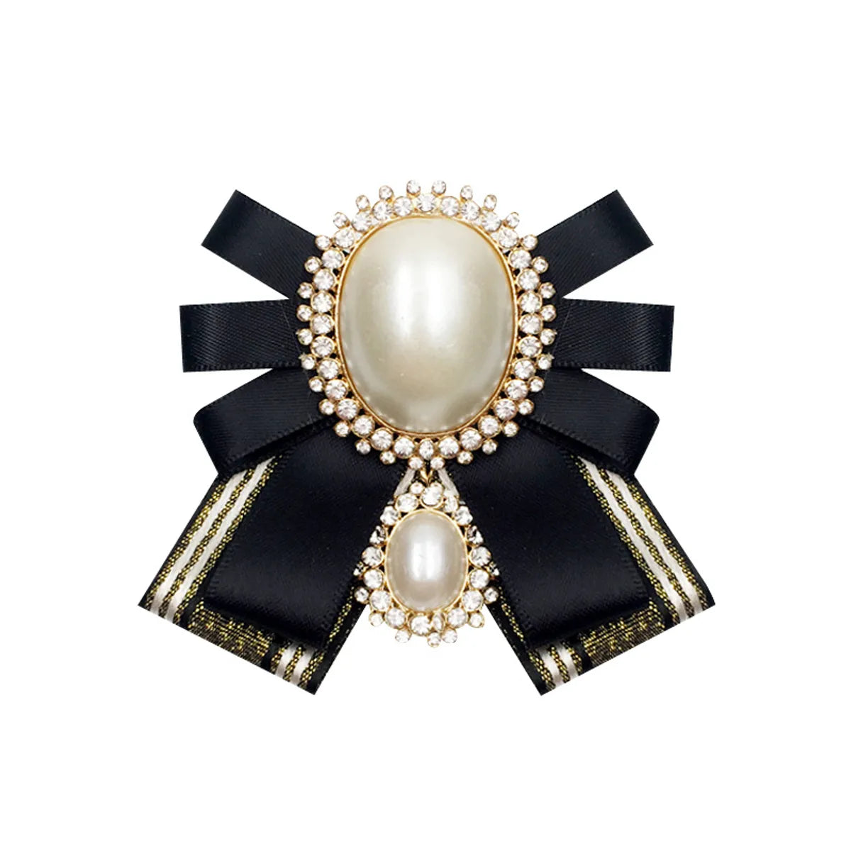 Lady Bow Knot Cloth Plating Inlay Artificial Pearls Artificial Diamond Women'S Brooches