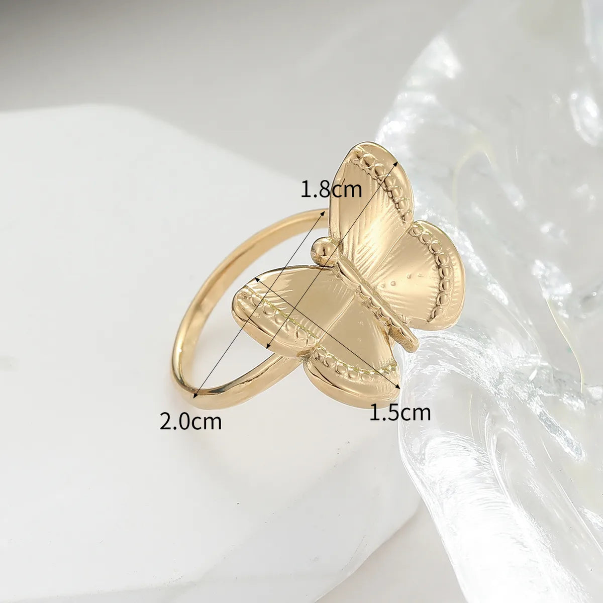 304 Stainless Steel 14K Gold Plated Lady Plating Butterfly Rings