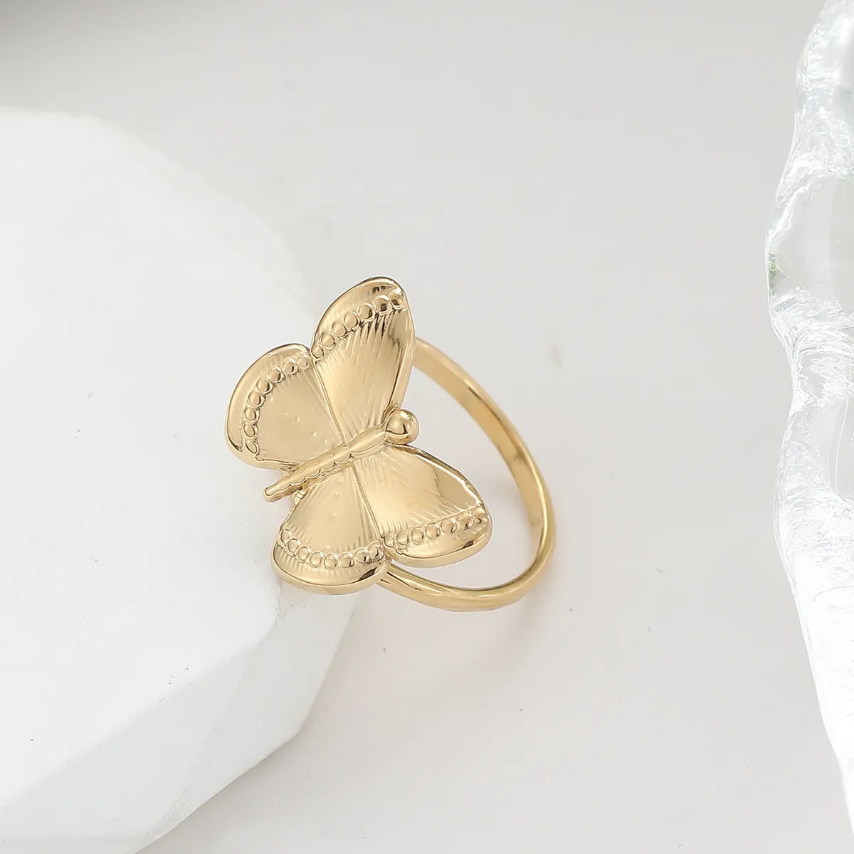 304 Stainless Steel 14K Gold Plated Lady Plating Butterfly Rings