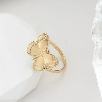 304 Stainless Steel 14K Gold Plated Lady Plating Butterfly Rings