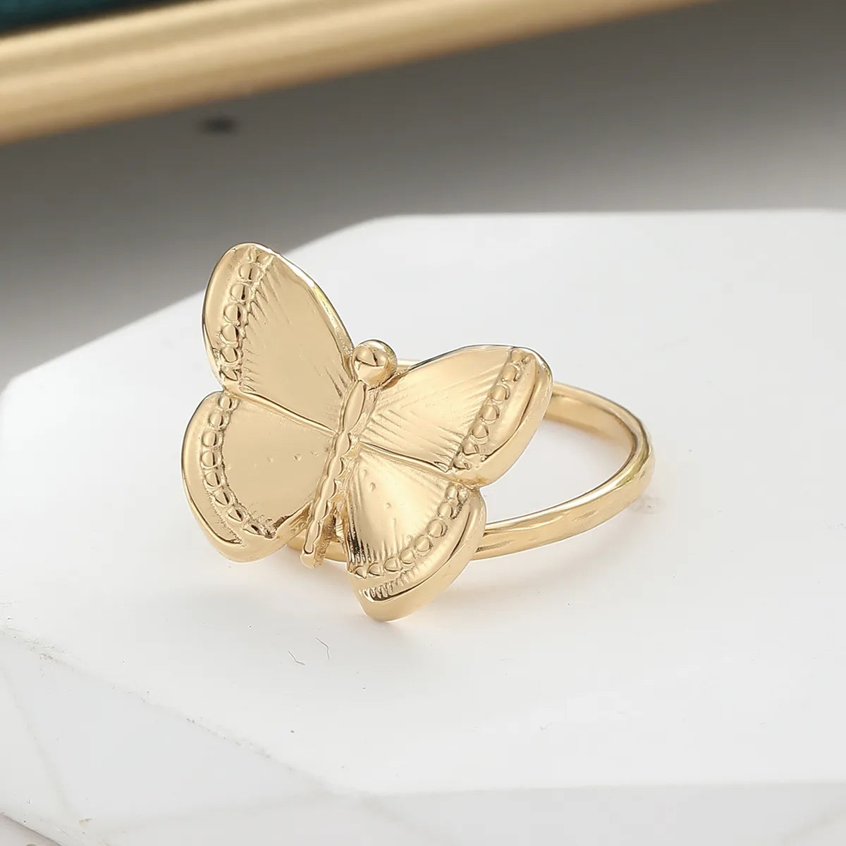 304 Stainless Steel 14K Gold Plated Lady Plating Butterfly Rings