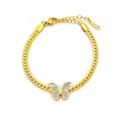 Wholesale Lady Butterfly Titanium Steel Plating Bracelets Necklace