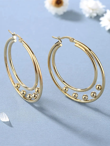 Lady Circle Stainless Steel Plating Earrings 1 Pair