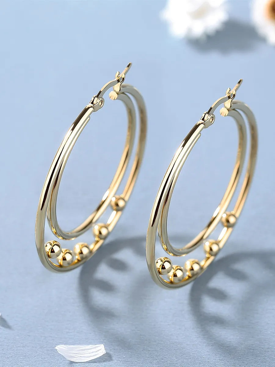 Lady Circle Stainless Steel Plating Earrings 1 Pair