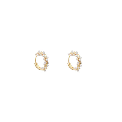 Lady Classic Style Geometric Alloy Plating Inlay Artificial Pearls Women'S Earrings 1 Pair