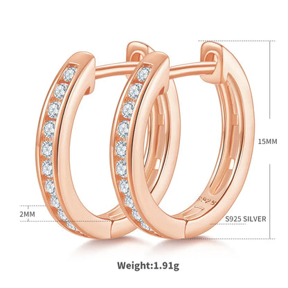 Lady Classic Style Geometric Sterling Silver Gra Inlay Moissanite Rose Gold Plated White Gold Plated Gold Plated Earrings