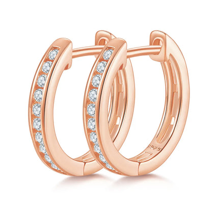 Lady Classic Style Geometric Sterling Silver Gra Inlay Moissanite Rose Gold Plated White Gold Plated Gold Plated Earrings