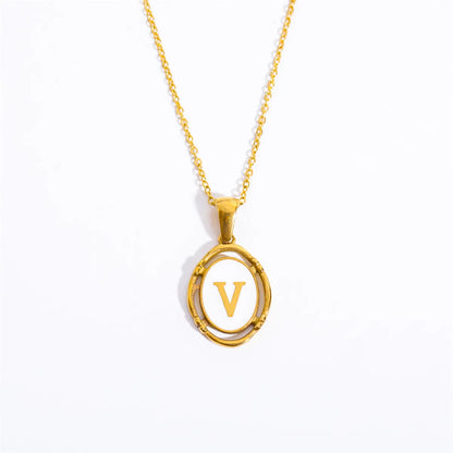 Wholesale Jewelry Lady Commute Letter 201 Stainless Steel 304 Stainless Steel 18K Gold Plated Plating Necklace