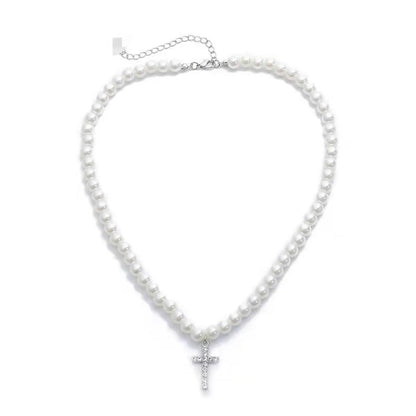 Lady Cross Artificial Gemstones Artificial Pearl Wholesale Necklace