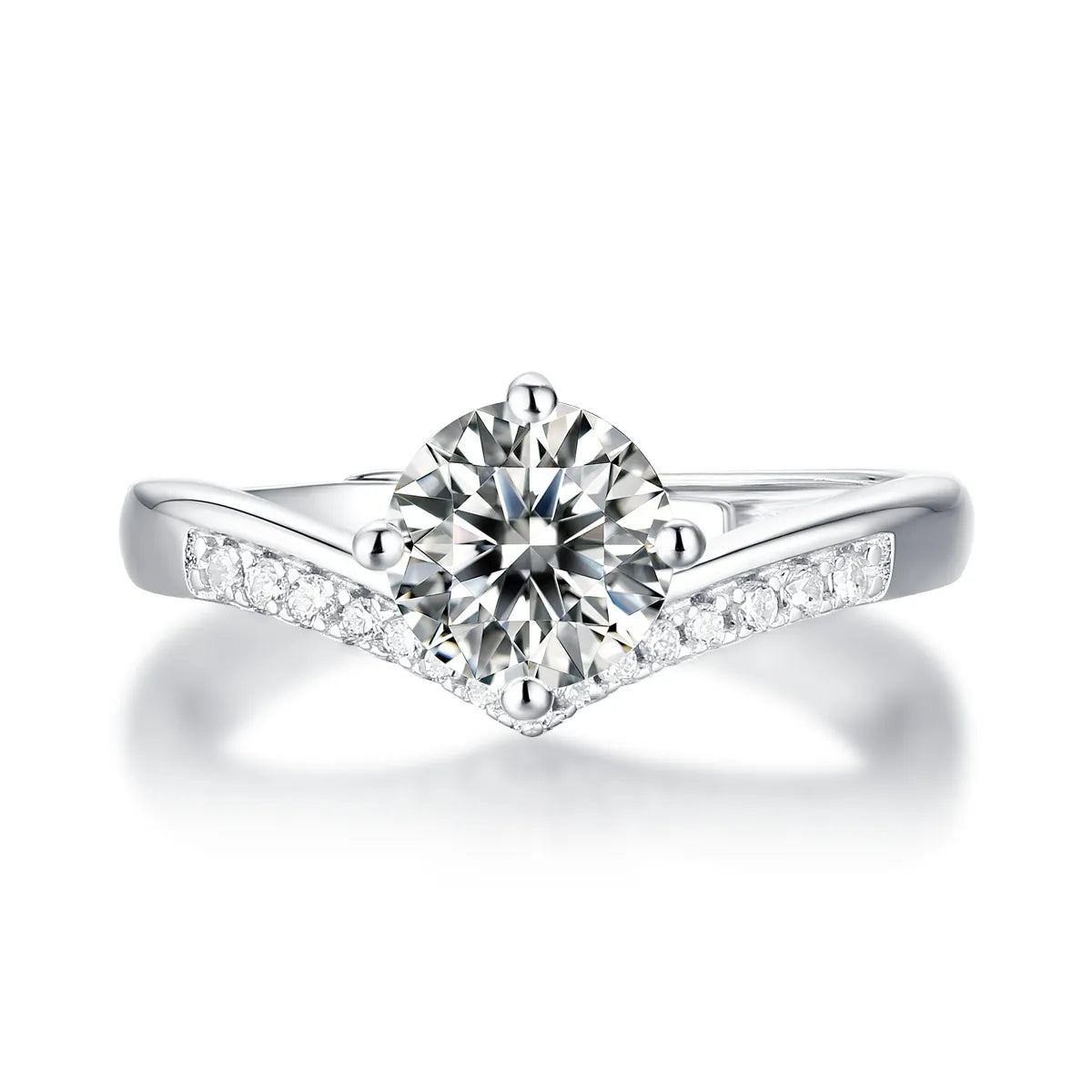 Lady Crown Sterling Silver Moissanite Open Ring In Bulk