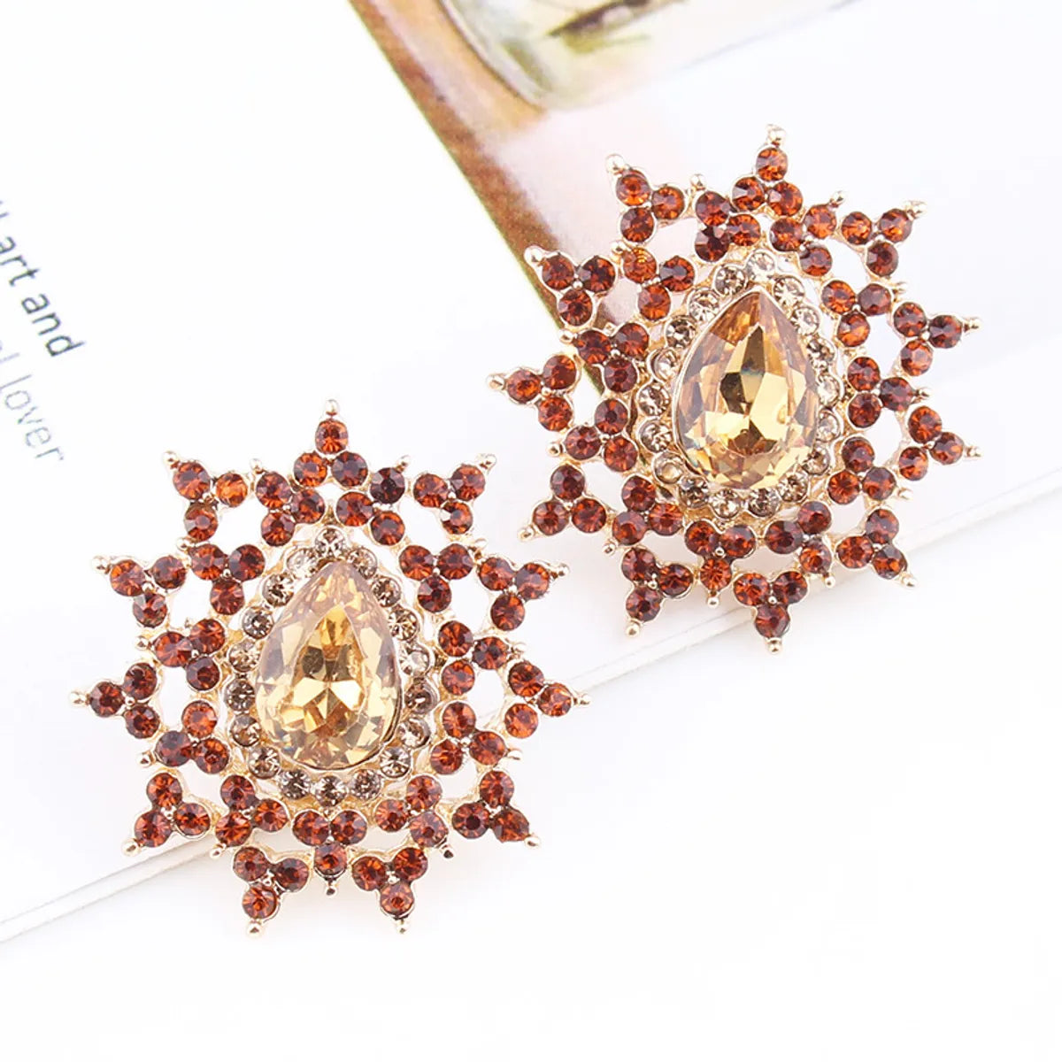 Lady Ethnic Style Water Droplets Alloy Inlay Rhinestones Women's Ear Studs