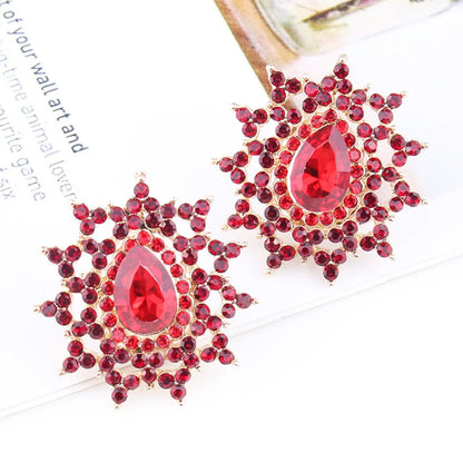 Lady Ethnic Style Water Droplets Alloy Inlay Rhinestones Women's Ear Studs