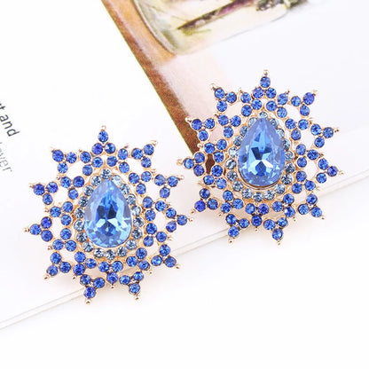 Lady Ethnic Style Water Droplets Alloy Inlay Rhinestones Women's Ear Studs