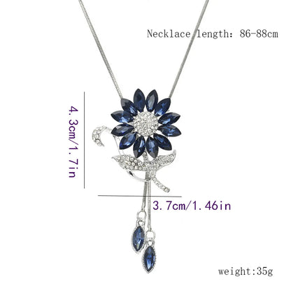 Lady Flower Alloy Glass Copper Plating Inlay Artificial Rhinestones Women's Sweater Chain