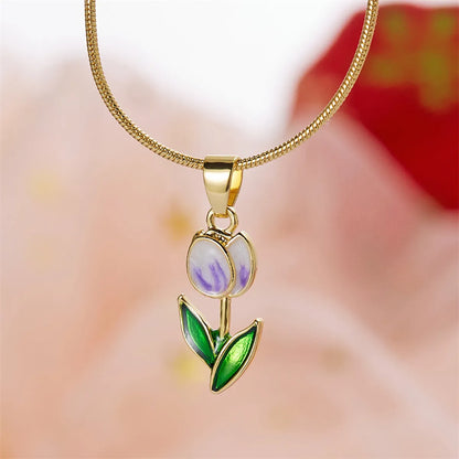 Lady Flower Alloy Plating Women's Pendant Necklace