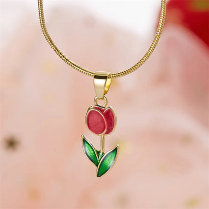 Lady Flower Alloy Plating Women's Pendant Necklace