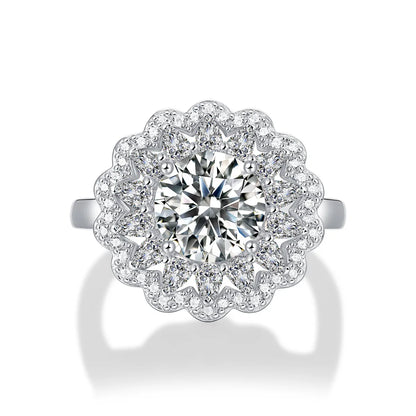 Lady Flower Sterling Silver Moissanite Open Ring In Bulk