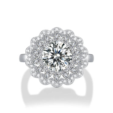 Lady Flower Sterling Silver Moissanite Open Ring In Bulk