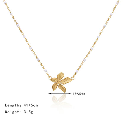 Lady Flower Titanium Steel Plating 18k Gold Plated Pendant Necklace