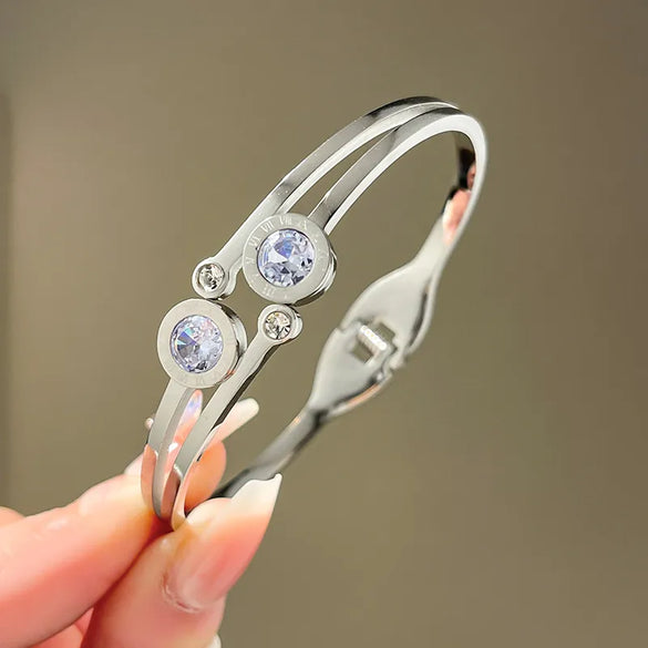 Lady Four Leaf Clover Titanium Steel Bangle In Bulk