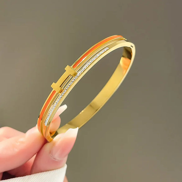 Lady Four Leaf Clover Titanium Steel Bangle In Bulk