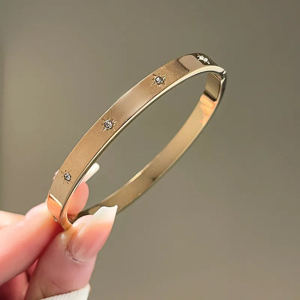 Lady Four Leaf Clover Titanium Steel Bangle In Bulk