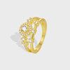 Lady Geometric Copper Plating Inlay Zircon Gold Plated Rings