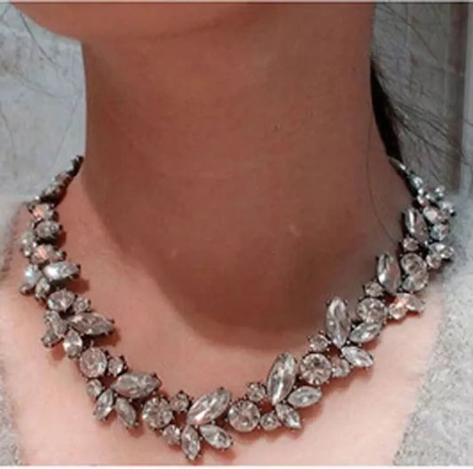 Lady Geometric Leaf Gem Alloy Wholesale Necklace