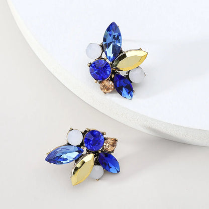 Lady Geometric Rhinestone Inlay Artificial Gemstones Women's Ear Studs