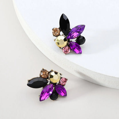 Lady Geometric Rhinestone Inlay Artificial Gemstones Women's Ear Studs