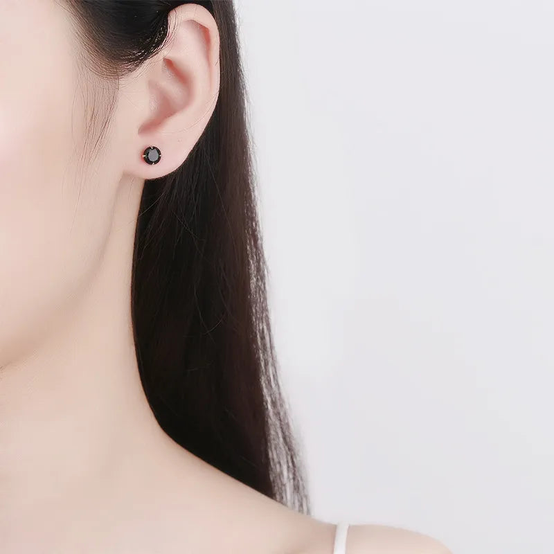 Lady Geometric Silver Gem Ear Studs 1 Pair